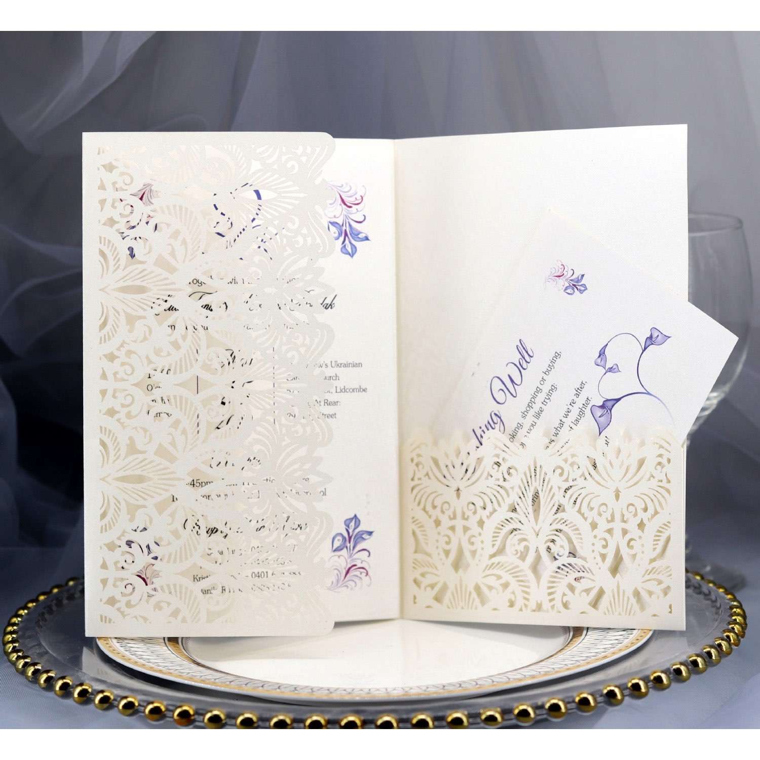 Elegant Invitation Business Invitation Laser Cut Iridescent Paper European Style